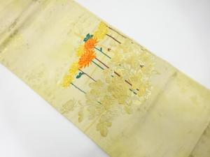 引箔　菊模様織り出し　名古屋帯